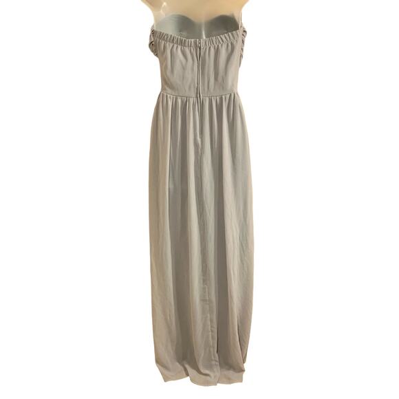 Lulu's Moonlight Serenade Gray Strapless Maxi Chiffon Dress Size M Formal - Picture 4 of 13